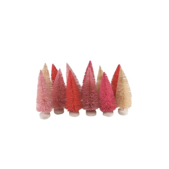 Cody Foster Pink Bottle Brush Sisal Trees 4.5" Retro Set of 12 - Picture 4 of 5